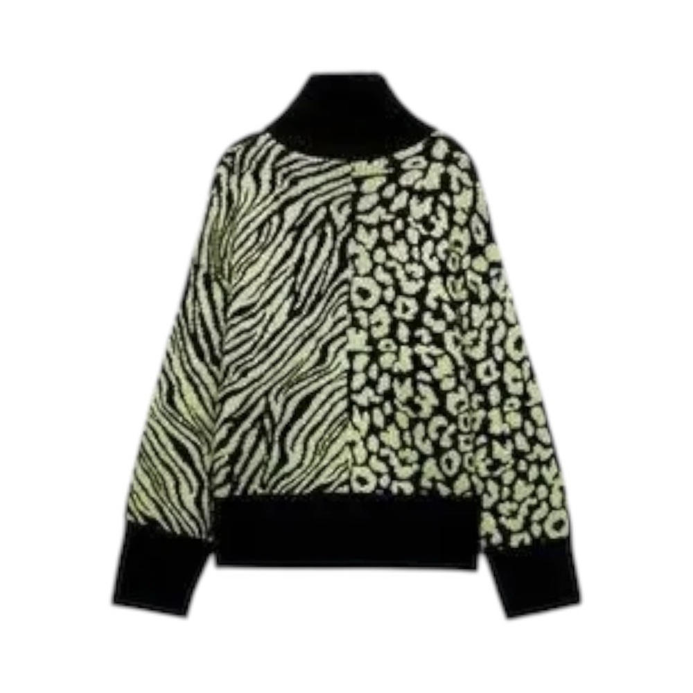 Zara Animal Print Knit Turtleneck Sweater